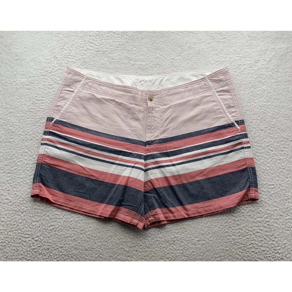 Columbia PFG Solar Fade Shorts Womens 16 39x6 Striped Omnishade Fishing Red Blue